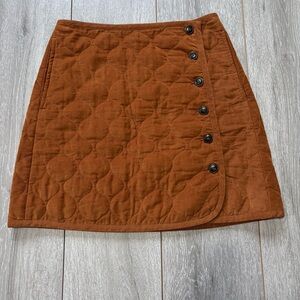 Madewell Corduroy Quilted Mini Skirt classic A-line warm coffee  size 2  EUC